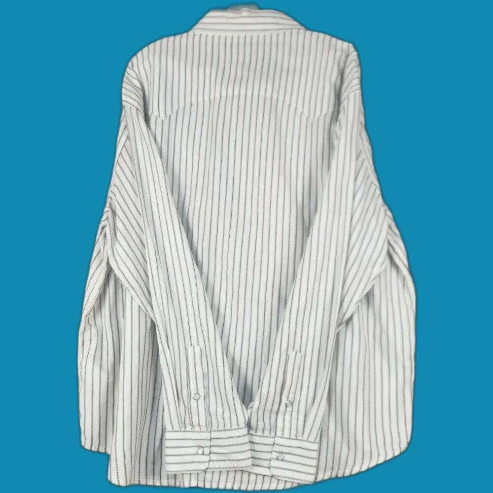 New Old Navy Men's Western Style Black Pinstriped Shirt with Pearl Snaps Size XL